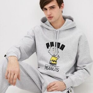 Puma Peanuts Hoodie Hooded Sweatshirt Collab Heather Gray